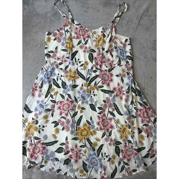 Old Navy cami dress 3X floral sleeveless a-line white multicolor spring summer - Picture 4 of 9